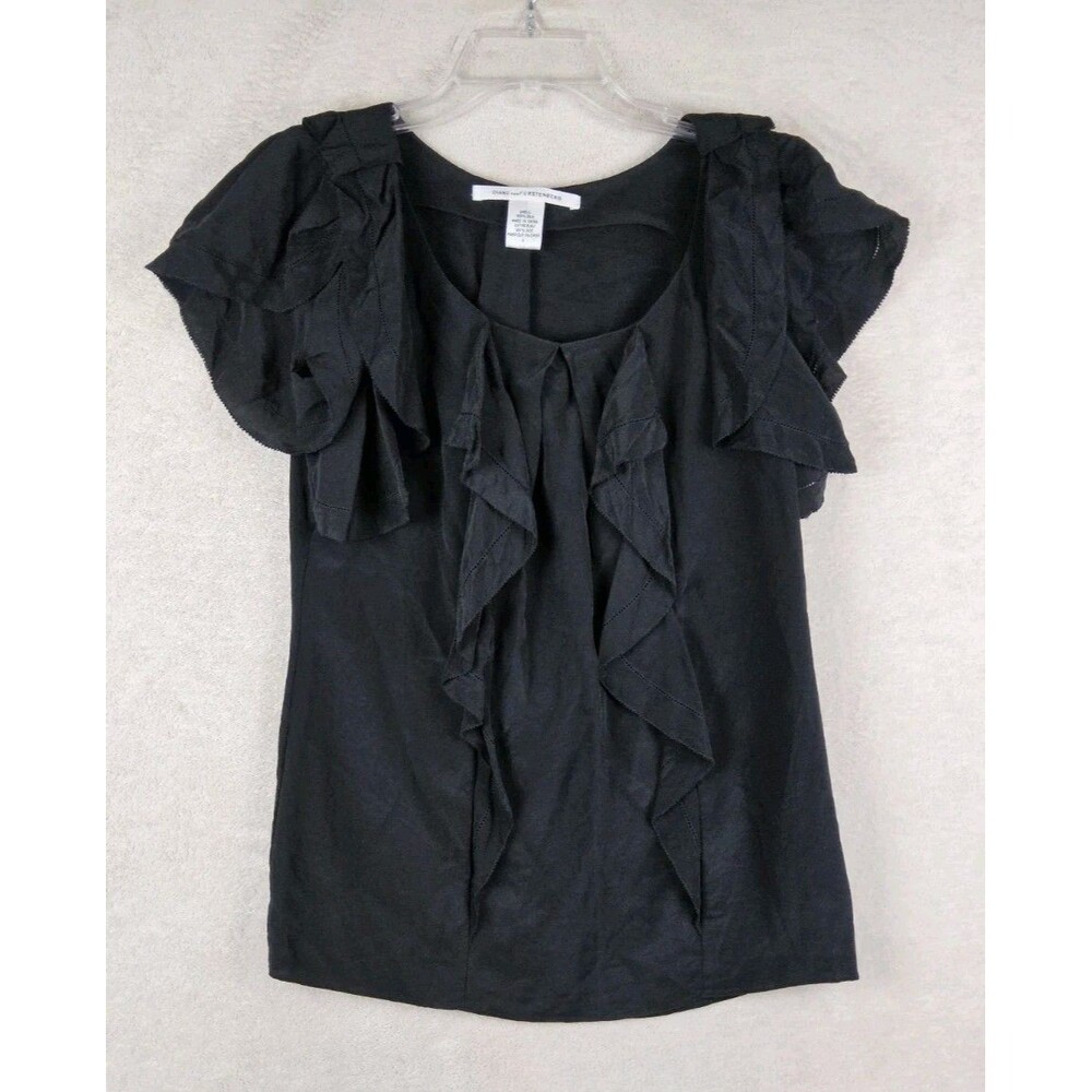 Diane Von Furstenberg Women's 100% Silk Ruffle Blouse Top Size 2